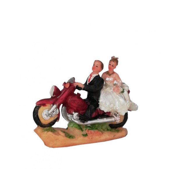 Сватбена фигурка - Брачна двойка на мотор - малка